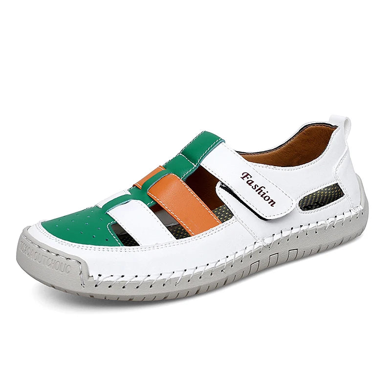 Women's Leather Flat Sandals – Roman Gladiator Beach Shoes Women's Flat Sandals Qst White 43
