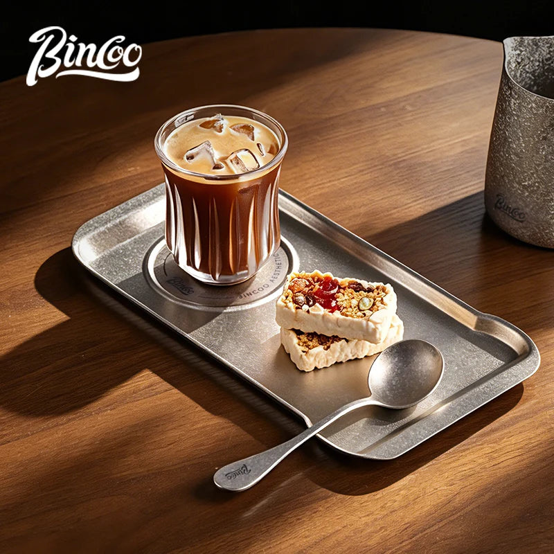 Bincoo Pure Titanium Coffee Serving Tray – Rectangular Metal Coffee Serving Tray Qst