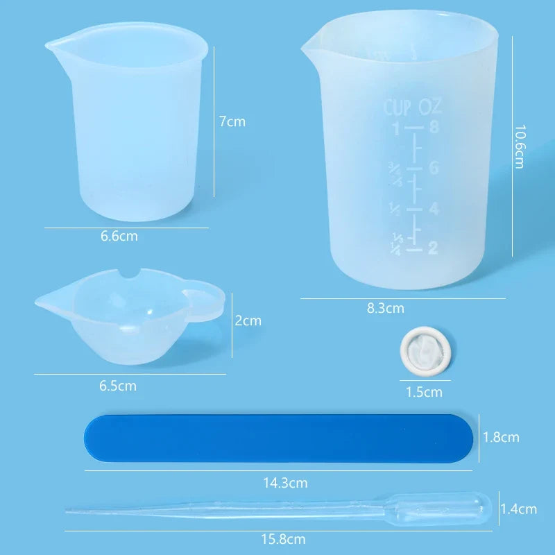 Epoxy Resin Silicone Tool Kit – Measuring Cups, Pad & Stir Sticks Resin Craft Tool Kit Qme