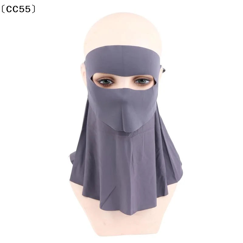 Women's UV Face Mask Ice Silk Cooling Cover & Drinking Hole Sun Protection Mask Qst