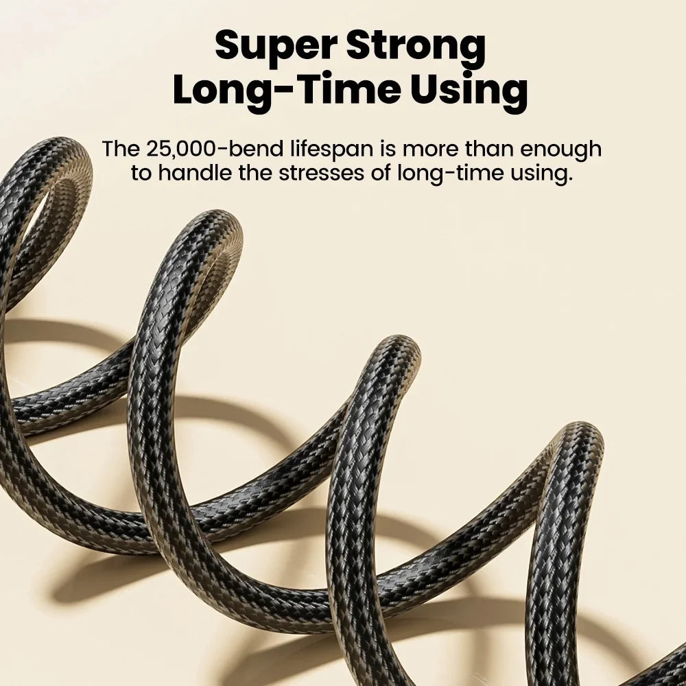 120W Double Elbow USB-C Fast Charging Cable – Nylon Braided USB-C Charging Cable Qme