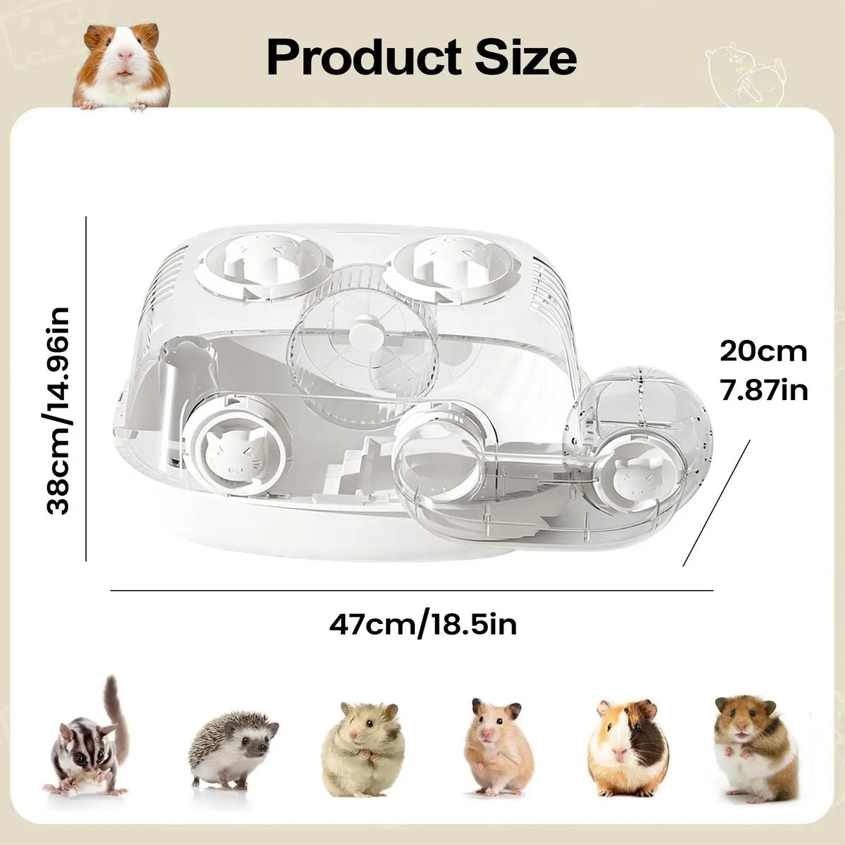 Double-Layer Hamster Cage Habitat with Tunnel | Small Pet Enclosure Small Pet Habitat Qme