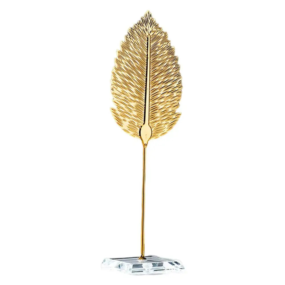 Metal Leaf Iron Statue with Base | Table Decor Centerpiece Decorative Statue Qme Blue China Mainland