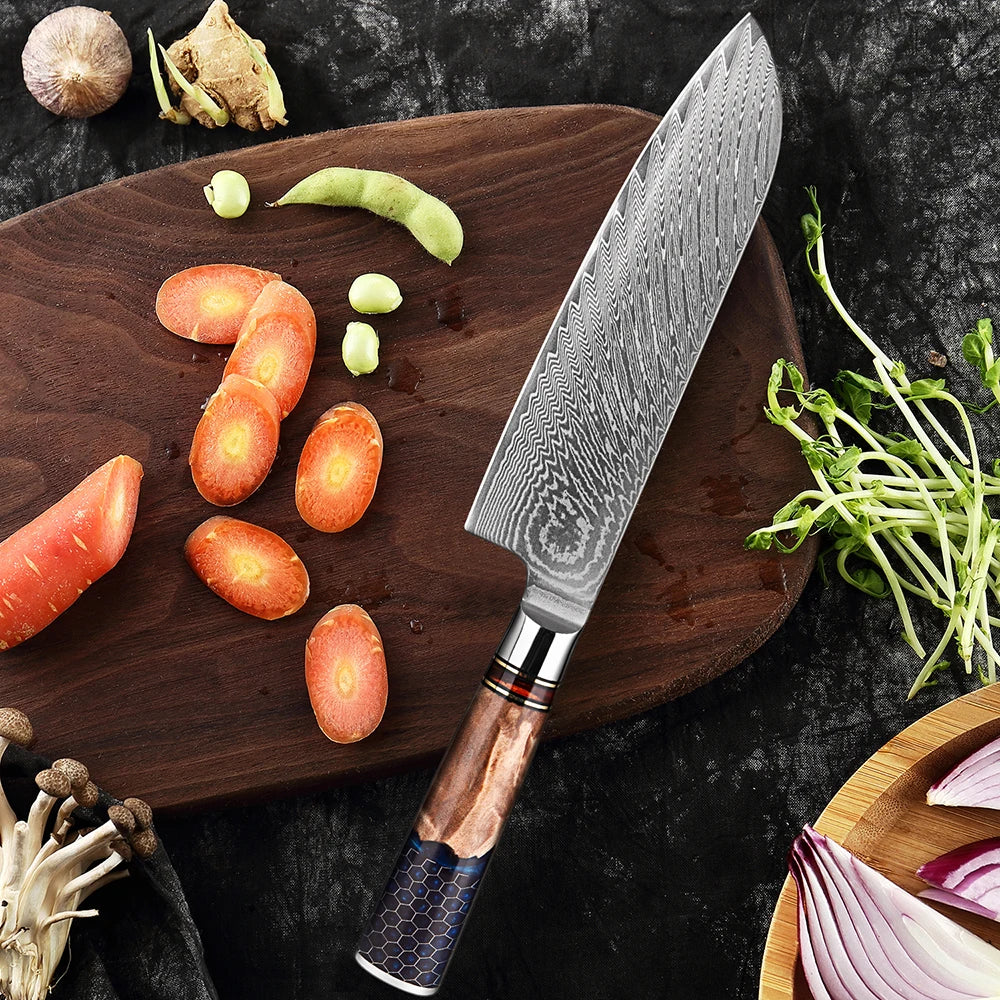 XITUO Damascus Steel Santoku Knife – Sharp Japanese Chef Knife Santoku Chef Knife Qst
