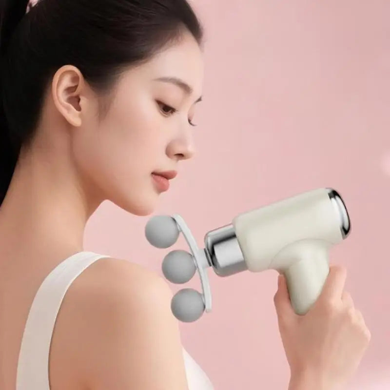 Mini Fascia Gun with Replaceable Heads – Silent Massage Device Handheld Massage Gun Qme