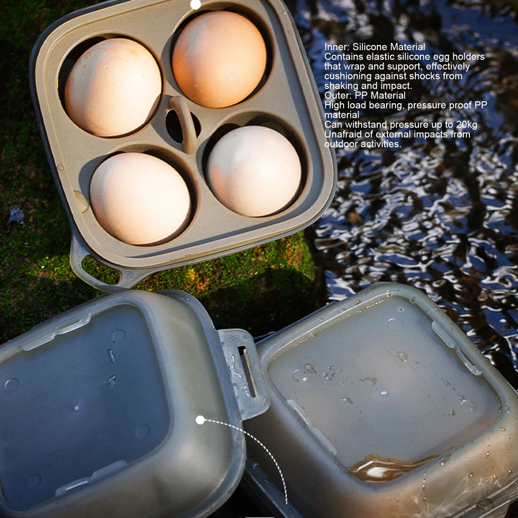 4-Grid Shockproof Egg Container for Camping & Picnic Egg Storage Container Qst