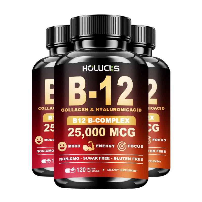 Vitamin B12 Capsules with Marine Collagen, MSM & Biotin Vitamin Supplement Qst 120pcs - 3 BOX