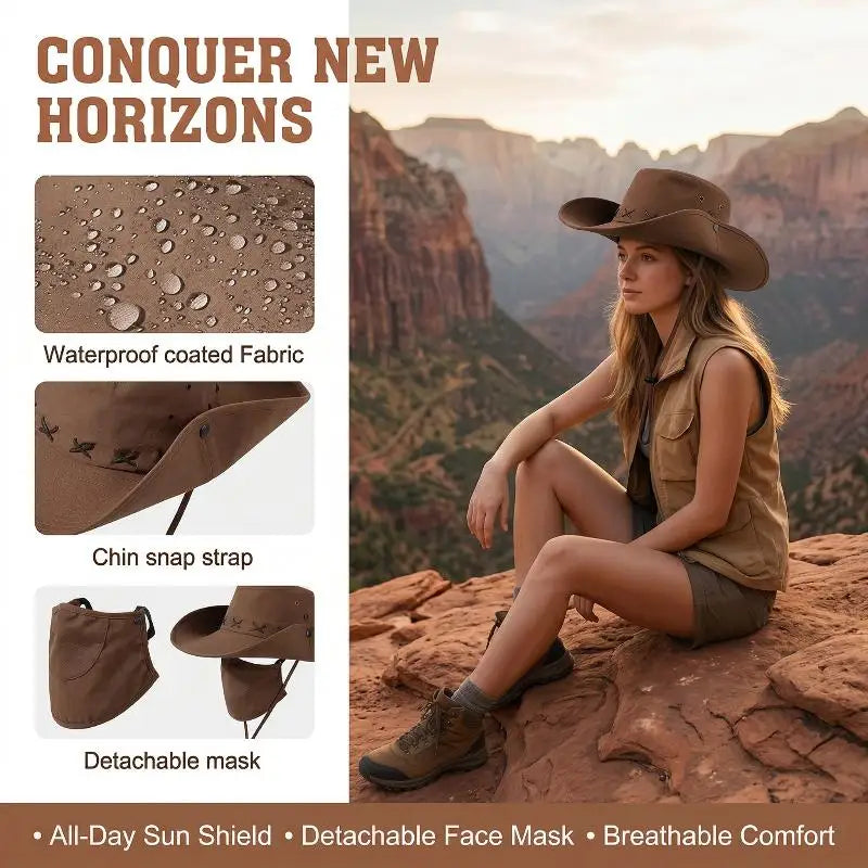 Breathable Cotton Western Cowboy Hat – Wide Brim, Adjustable Western Cowboy Hat Qme