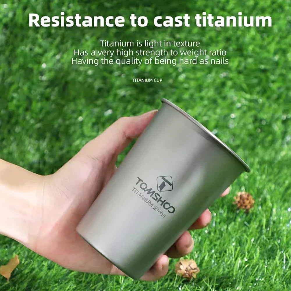 TOMSHOO Titanium Camping Cup 500ml – Lightweight Outdoor Mug Titanium Camping Mug Qme Default Title