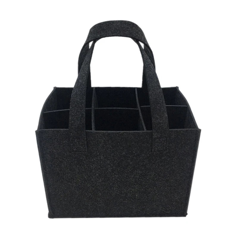 Foldable 6-Compartment Wine Bottle Bag | Waterproof Carry Tote Wine Bottle Bag Qst Black