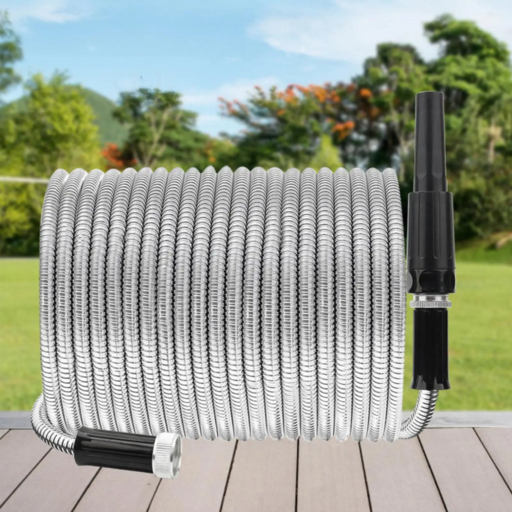 25FT Stainless Steel Garden Hose – Lawn & Irrigation Pipe Stainless Steel Garden Hose Qme