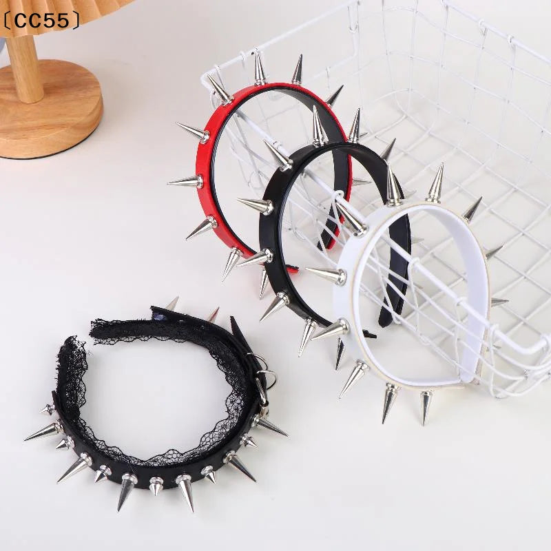 Gothic Punk Lace Rivet Headband – Cosplay Hair Accessory Lace Rivet Headband Qst