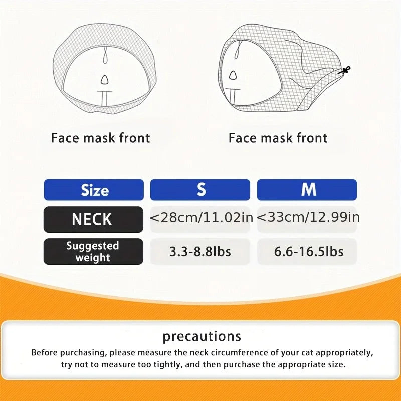 Breathable Mesh Cat Muzzle – Anti-Bite & Anti-Lick Mask Cat Grooming Muzzle Qme