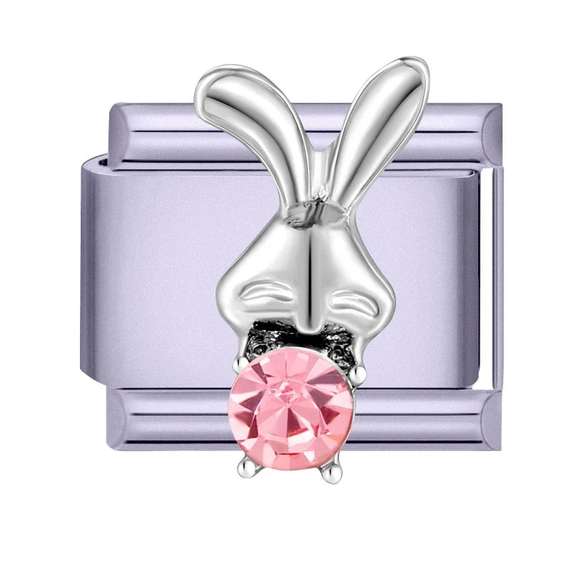 Zircon Bow Butterfly Rabbit Italian Charm Links DIY Bracelet Italian Charm Links Qme Style 2