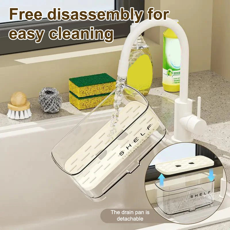 Wall-Mounted Sink Organizer Rack with Drain – Kitchen Storage Sink Organizer Rack Qst