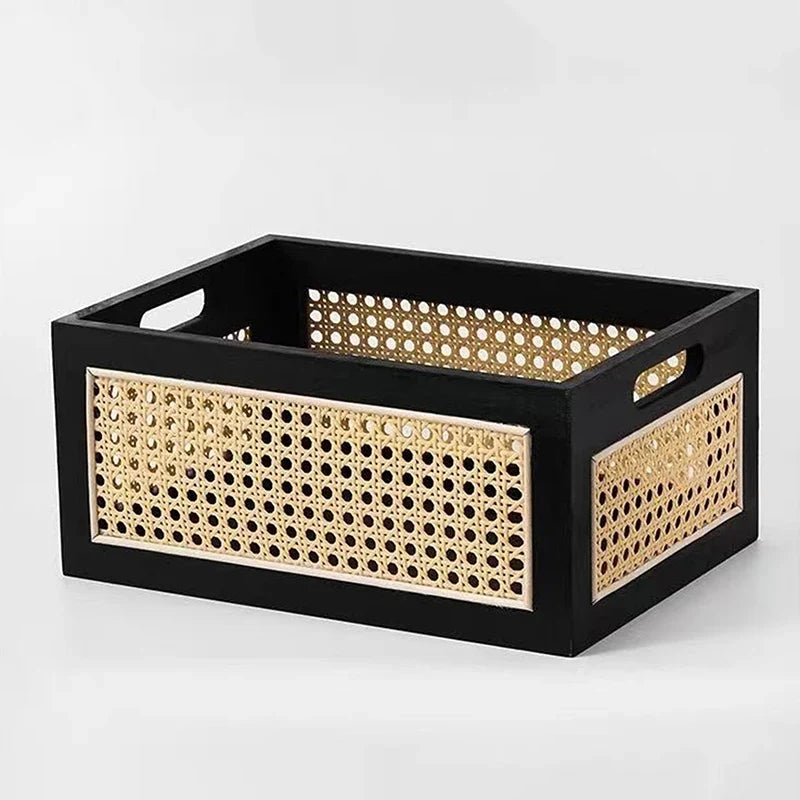 Wooden Organizer Basket Box for Cosmetics, Snacks & Home Decor Wooden Storage Basket Qme