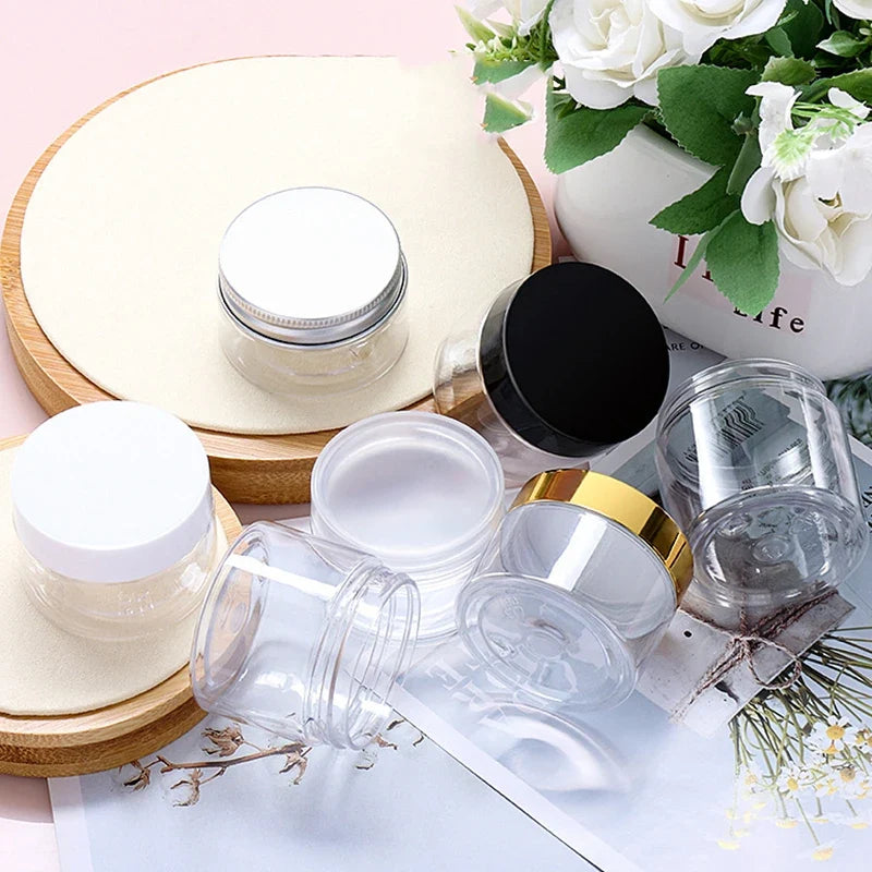 Refillable Plastic Travel Jars – Empty Cosmetic Containers, Set of 5 Cosmetic Travel Jars Qme