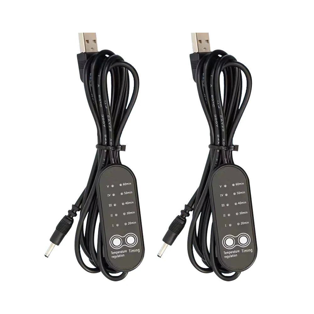 USB Temperature Timing Control Switch Cable for Heating Pads Heating Control Cable Qst 2PCS Cable