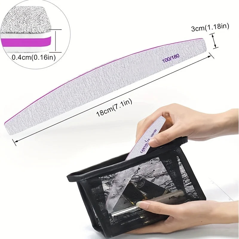 Nail Files 100/180 Grit Flexible Wood Sandpaper – Manicure Set Nail File Set Qme