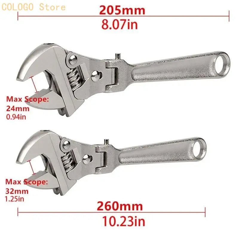Adjustable Ratchet Wrench 180° Rotating Head – Carbon Steel Adjustable Ratchet Wrench Qme