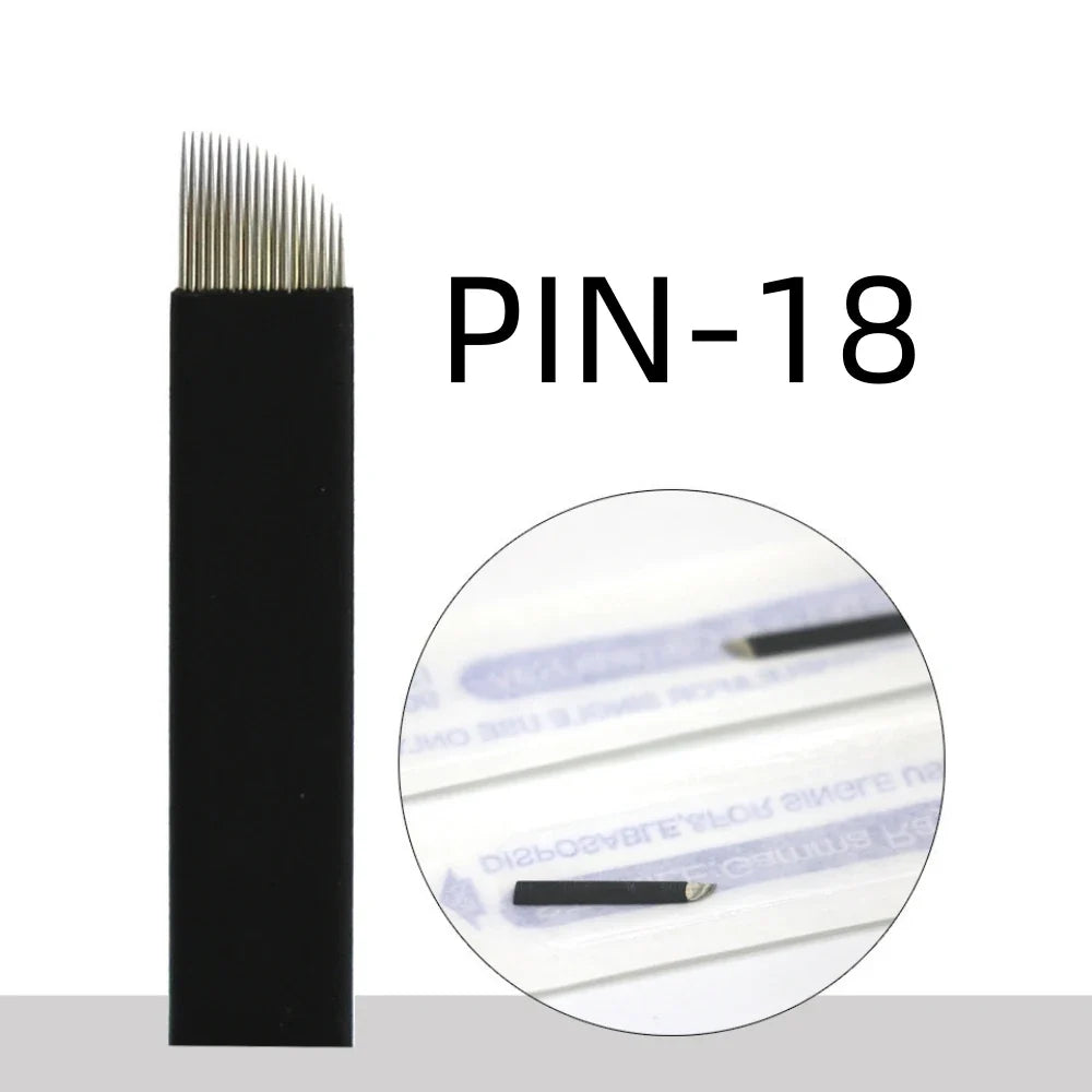 Qme Black Microblading Needles PMU Permanent Makeup Blades Microblading Needles Qme Flex 18pin Lot Of 50PCS