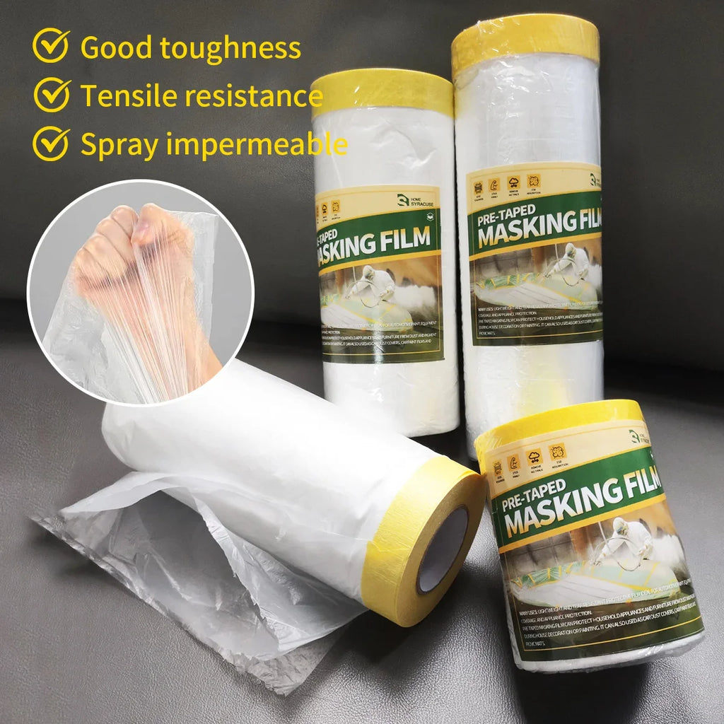 Pre-Taped Masking Film Protective Roll | 3 Widths Automotive Masking Film Qme