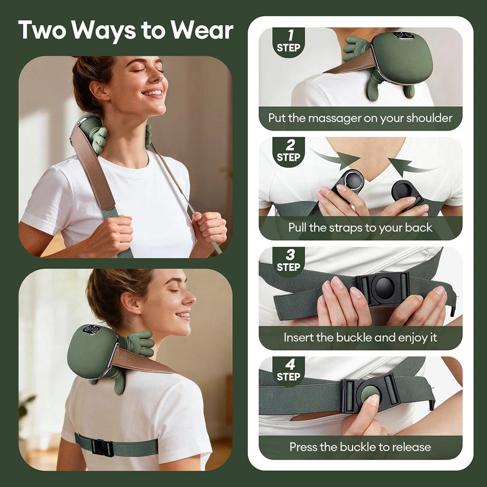 Wireless 4D Neck & Shoulder Massager – Kneading Shawl Neck Shoulder Massager Qst