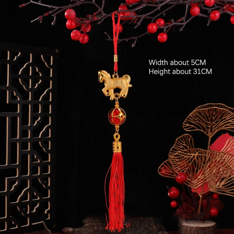 2026 Year of the Horse Chinese 3D Lantern Car & Wall Ornament Festive Hanging Ornament Qme A2