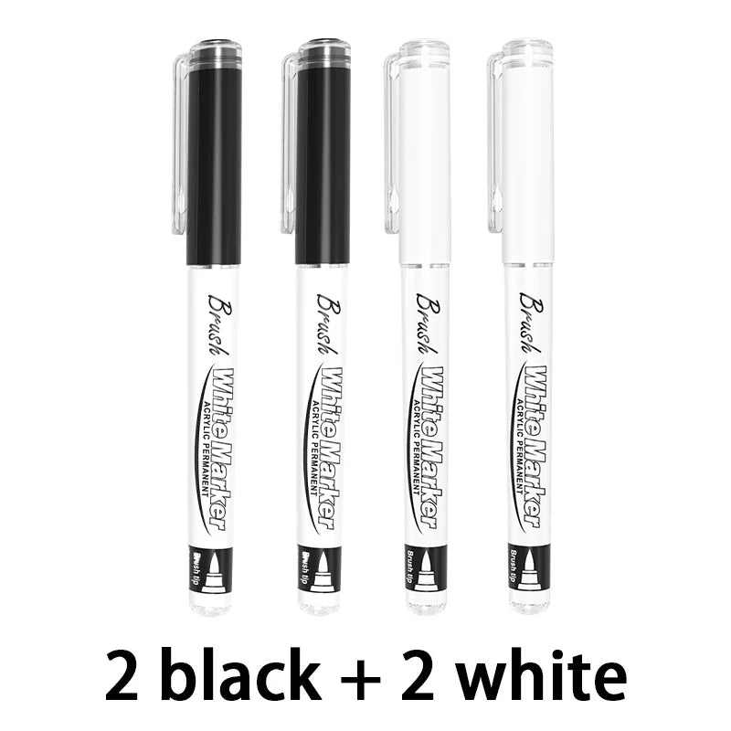 Large Capacity Permanent Acrylic Paint Pens – Black & White Acrylic Paint Pens Qme 2 black 2 white