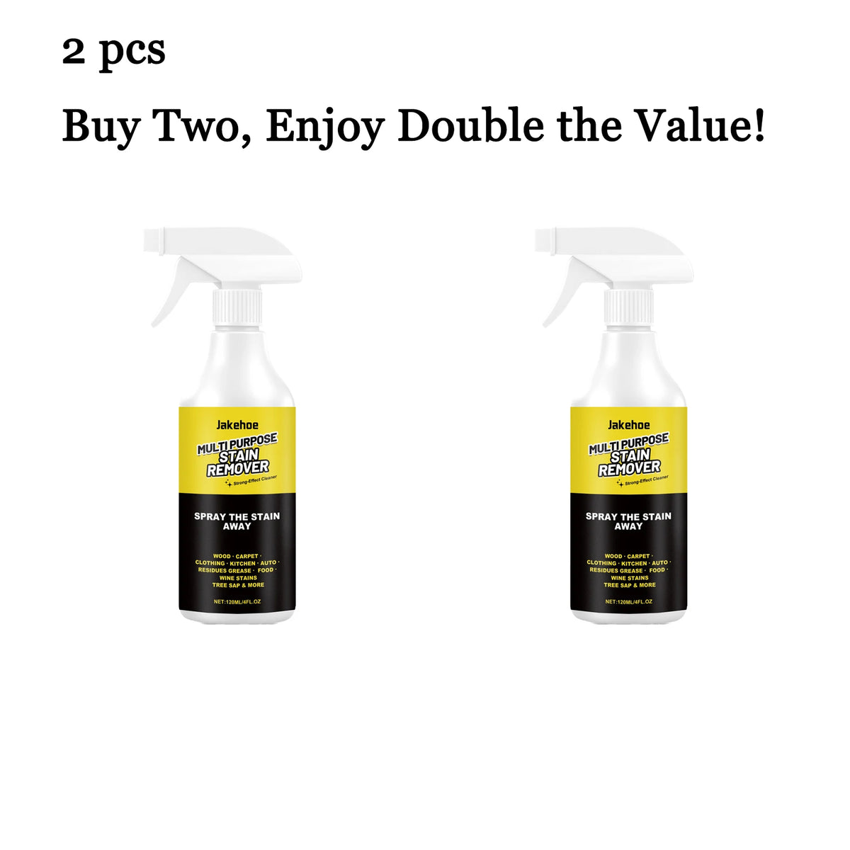 JAKEHOE 120ml Multipurpose Stain Remover Degreaser Spray Multipurpose Cleaner Spray Qst 2 pcs