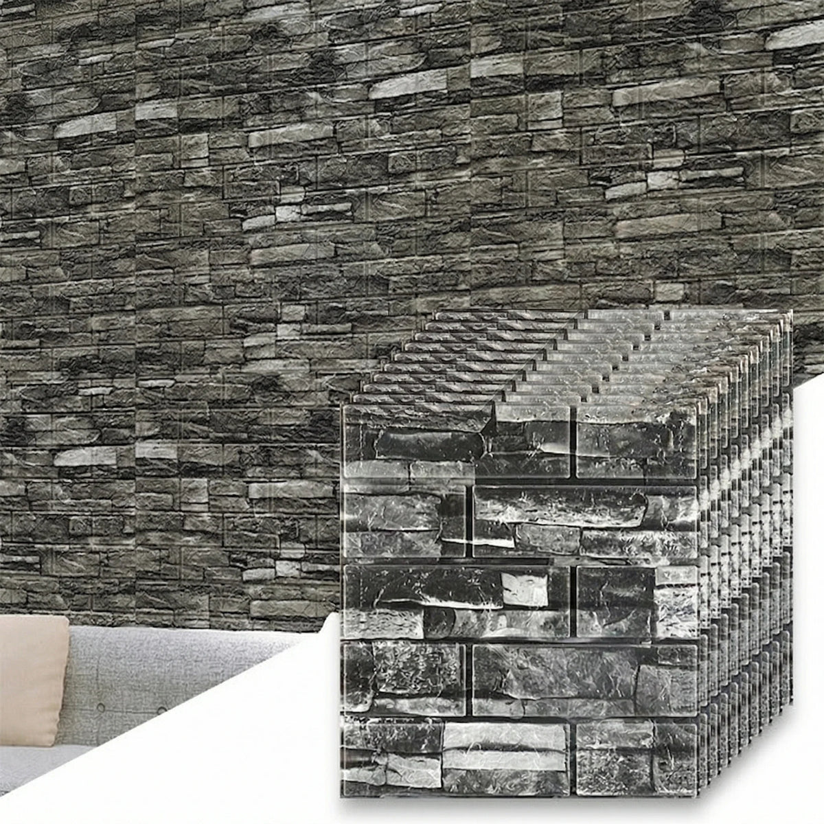 Waterproof Foam Brick Wall Stickers 38.5x35cm | 8 Colors Foam Wall Sticker Qme 38cmX35cm 10pcs retro black
