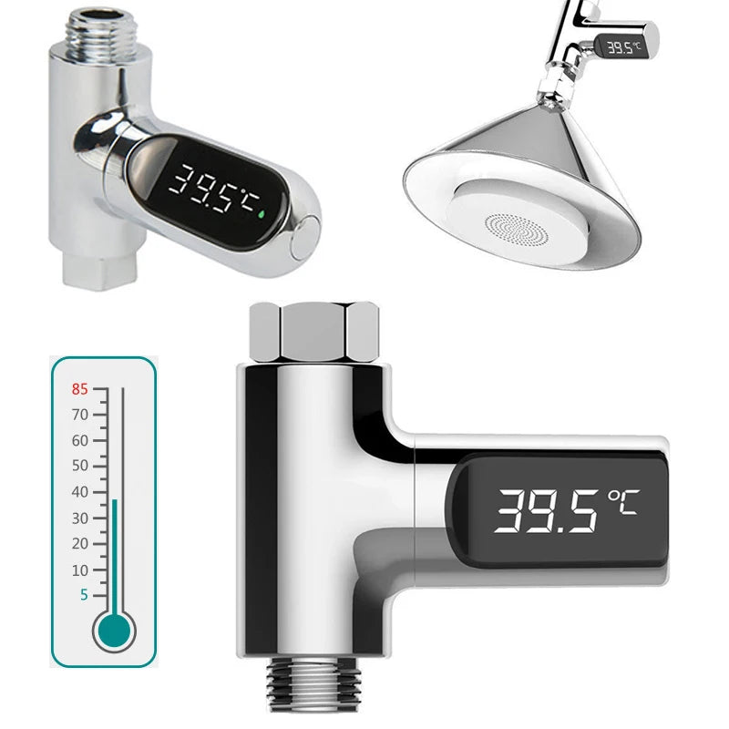 Self-Powered LED Shower Thermometer – 5–85°C Digital Monitor Shower Thermometer Qst