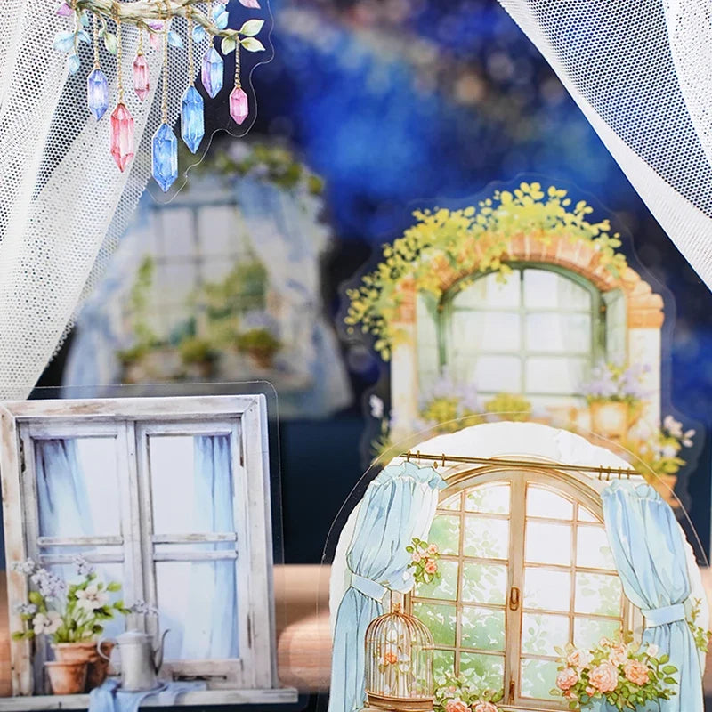 16 Sheets PET Stickers Window Frame Fringe – Scrapbook & Journal Decorative Craft Stickers Qme