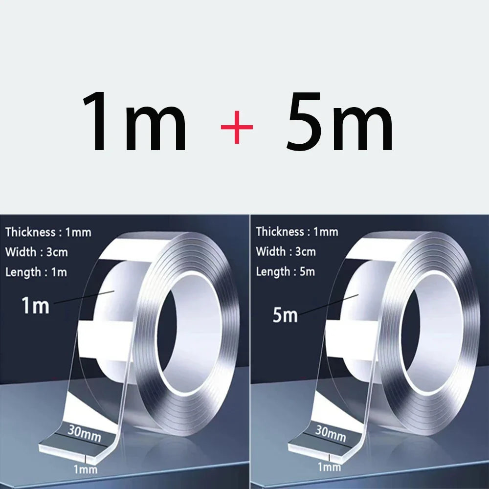 Nano Tape Double Sided Transparent Reusable Waterproof – 1m 2m 5m Reusable Nano Tape Qme 1m-5m mix A