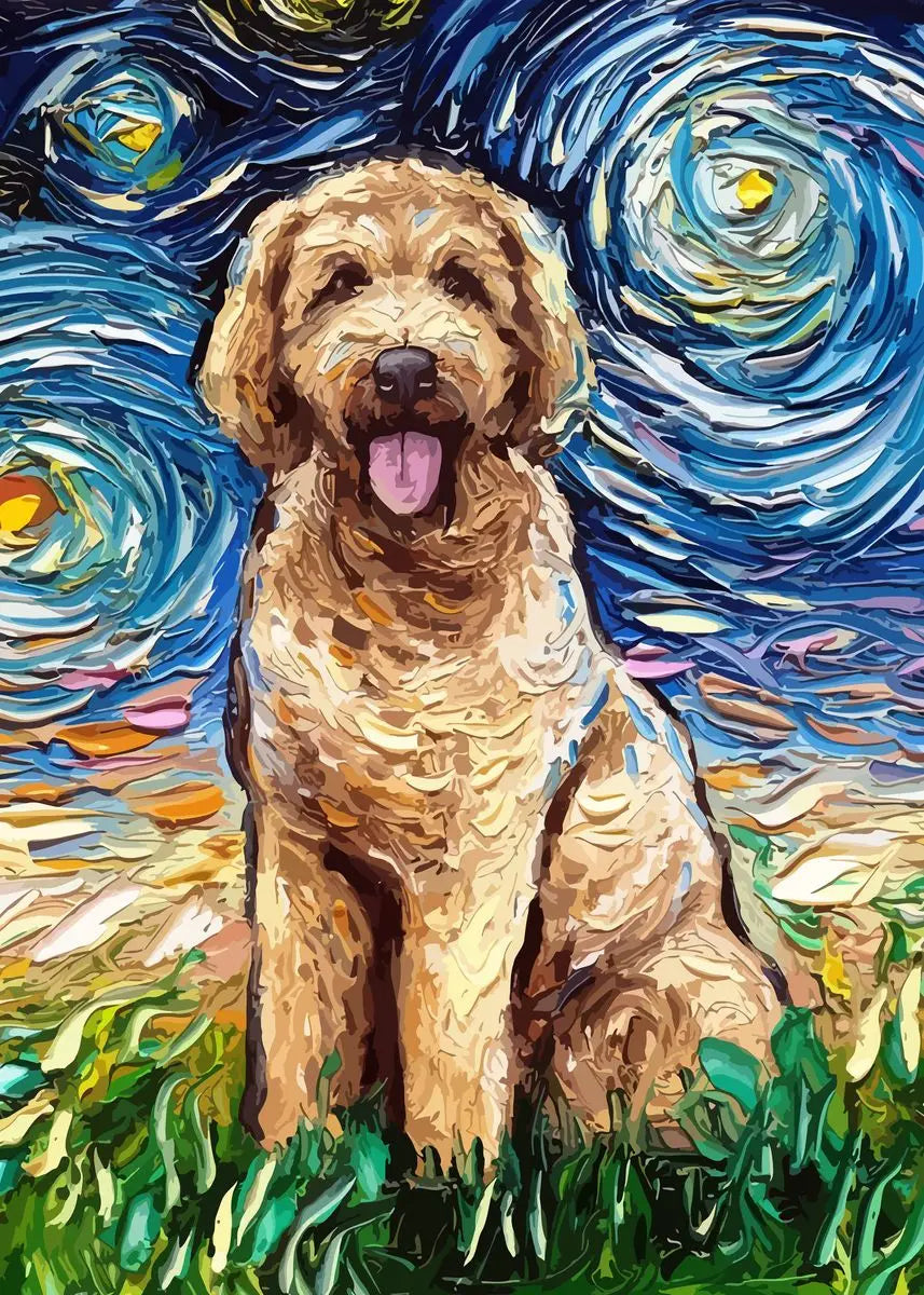 Van Gogh Starry Night Dog Canvas Print | German Shepherd Wall Art