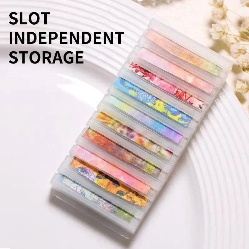 Nail Transfer Paper Organizer Box – 10 Grid Storage Case Nail Art Organizer Qme