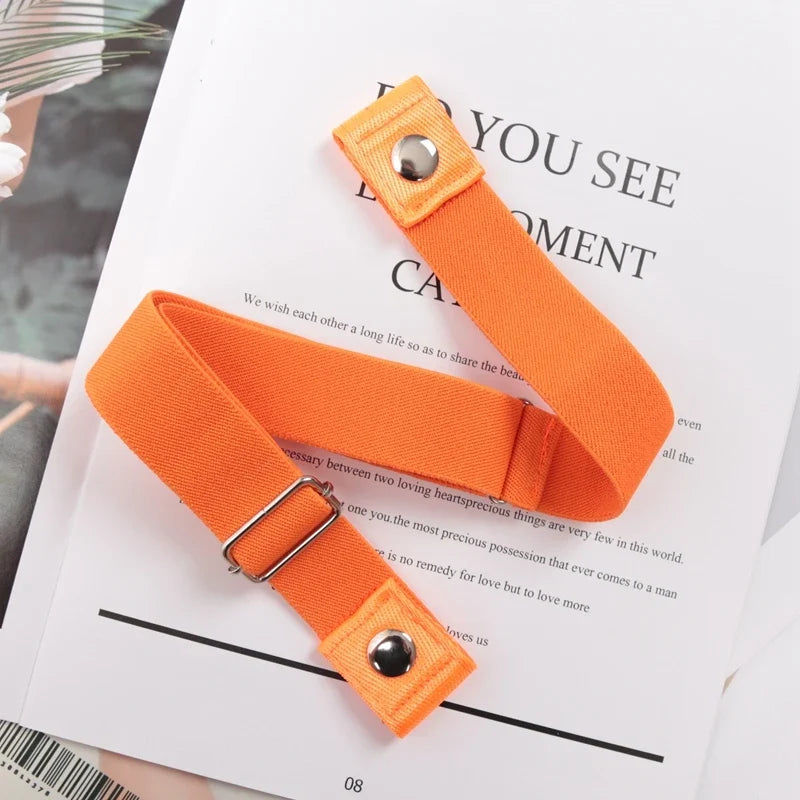 Women's Buckle-Free Elastic Invisible Belt – 29 Colors Elastic Invisible Belt Qme Orange 60-95cm China Mainland