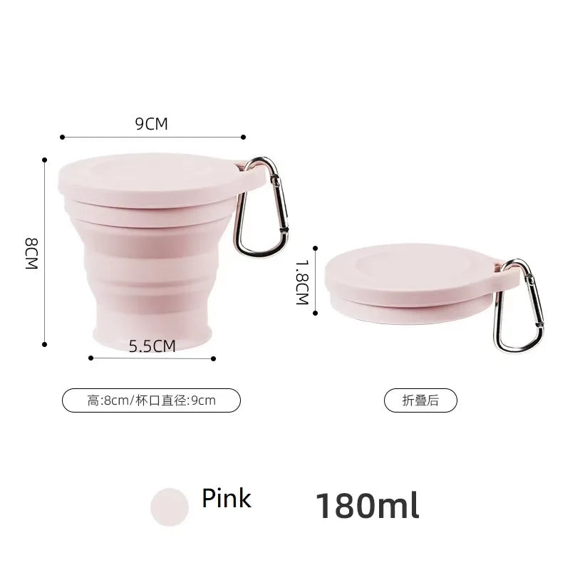 Silicone Folding Cup – Portable Camping & Travel Water Cup Folding Silicone Cup Qst Pink-1pc