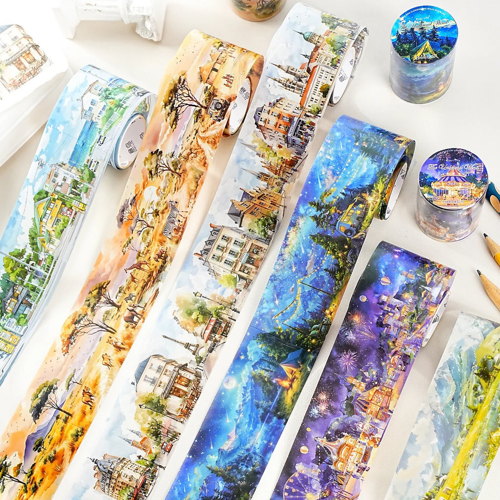 Watercolor Landscape PET Tape Roll – DIY Scrapbooking Craft Decorative Craft Tape Qme