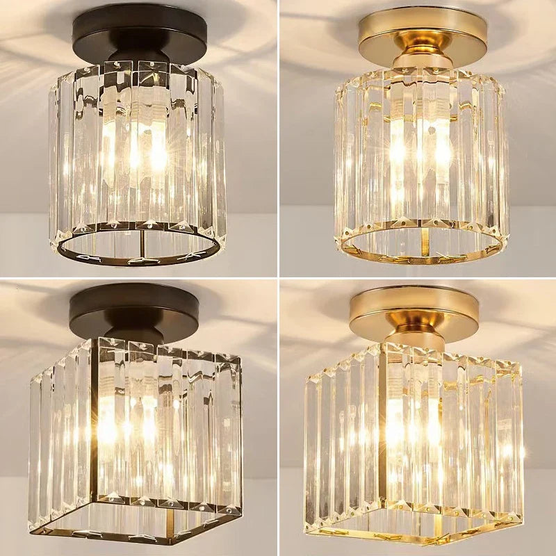 Nordic Modern Crystal E27 Ceiling Light – Bedroom & Corridor Crystal Ceiling Light Qme