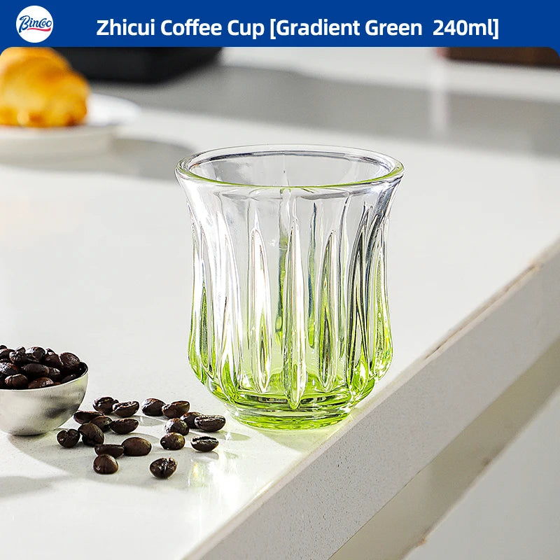 Bincoo Retro Glass Coffee Cup – Espresso Latte 90–400ml Glass Coffee Cup Qst Gradient Green 240ml