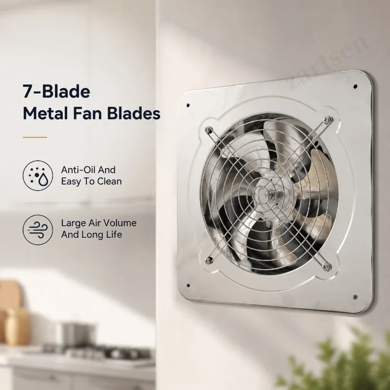 ZARTSEN Stainless Steel Silent Wall Exhaust Fan – Waterproof Vent Wall Exhaust Fan Qst