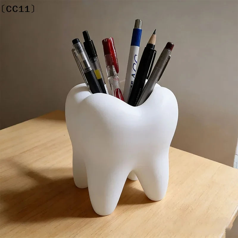 Tooth-Shaped Toothbrush & Makeup Brush Holder Organizer Bathroom Organizer Qme