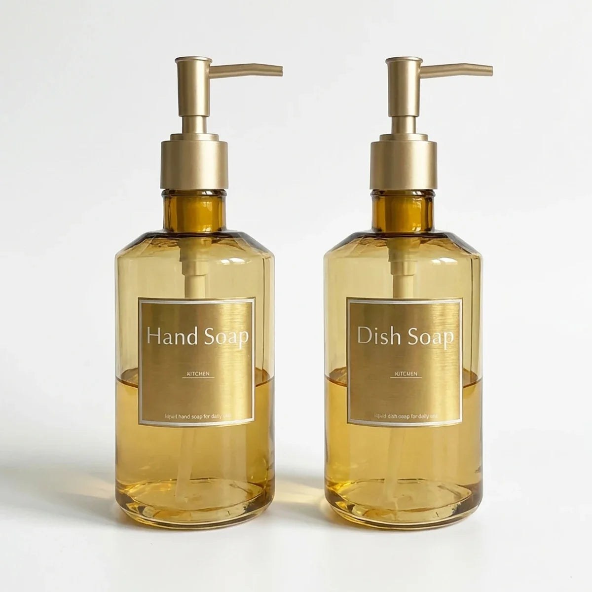 Refillable Gold Soap Dispenser Bottles Set of 2 – 500ml Soap Dispenser Set Qme gold