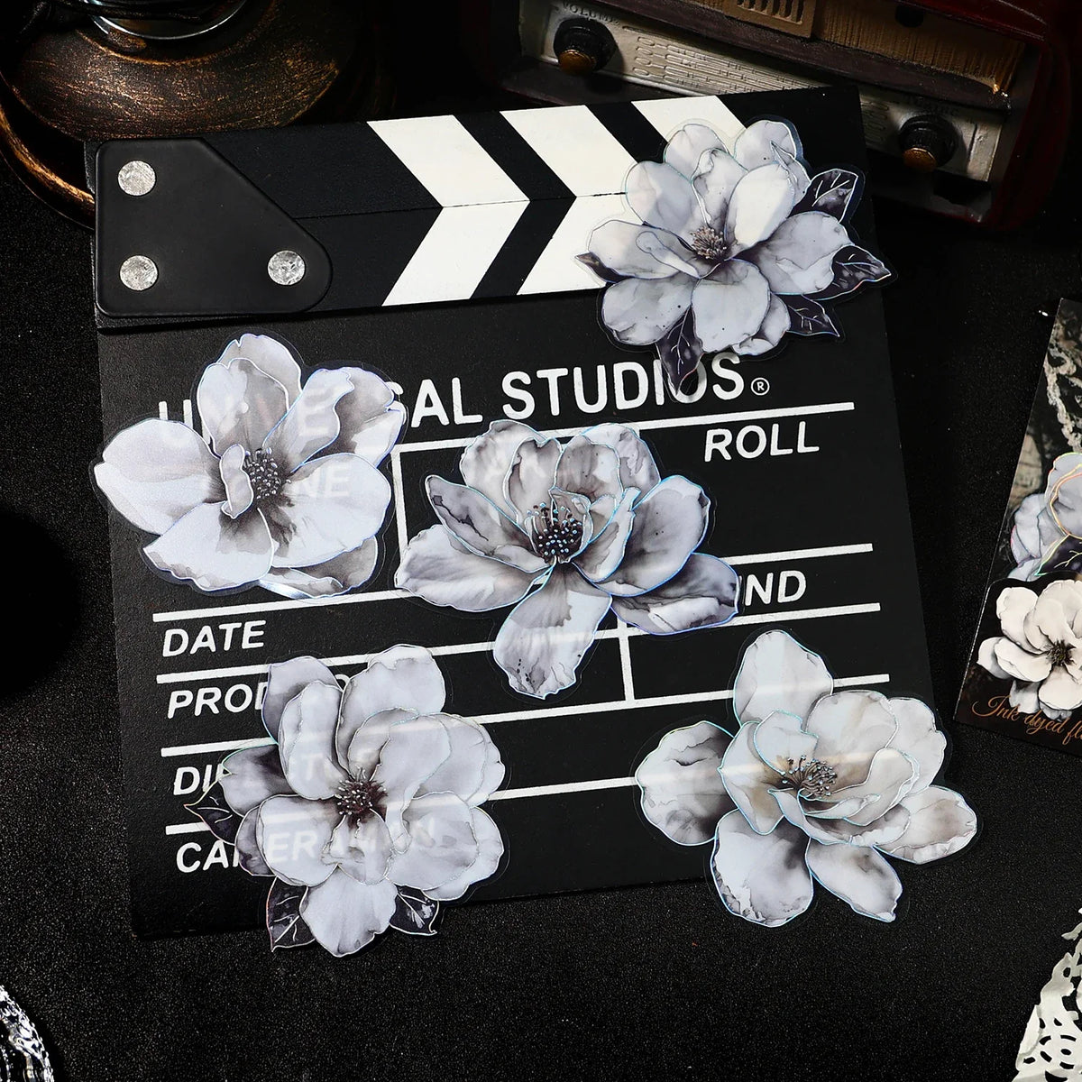 Ink Dyed Flowers PET Stickers – Scrapbooking & DIY Journaling Scrapbooking Stickers Qme