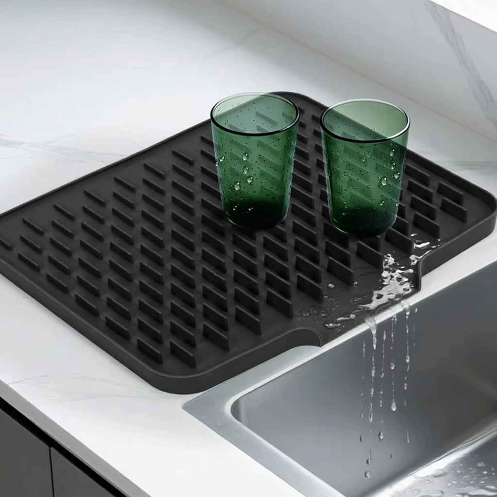 Silicone Kitchen Drain Mat – Anti-Slip Heat-Resistant Drying Pad Kitchen Drain Mat Qst