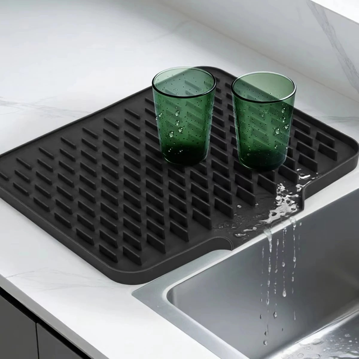 Silicone Kitchen Drain Mat – Anti-Slip Heat-Resistant Drying Pad Kitchen Drain Mat Qst