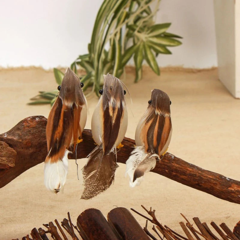 12 Pcs Mini Artificial Feather Birds for DIY Crafts & Garden Decor Decorative Bird Ornaments Qst