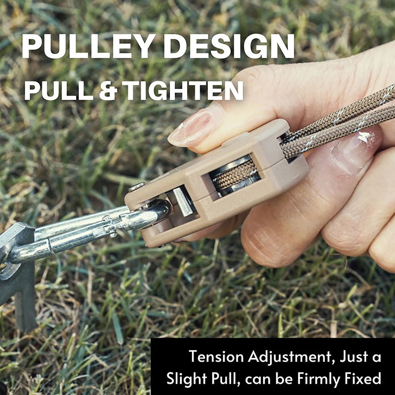 Adjustable Tent Guy Rope & Pulley Regulator | 2m Camping Tent Rope Adjuster Qst