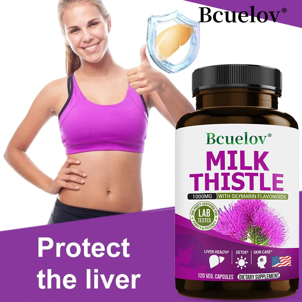 Milk Thistle Liver Cleanse Detox Capsules – Men & Women Herbal Supplement Qst